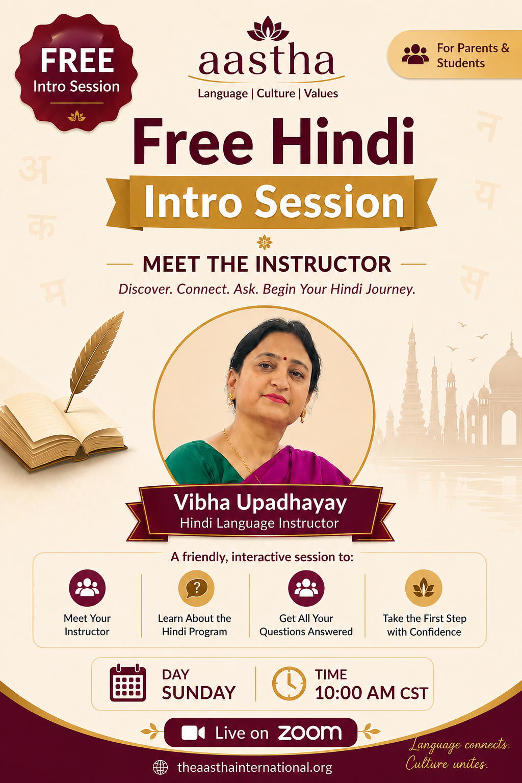 Free Hindi Intro Class – Vibha Upadhayay – Meet the Instructor Session